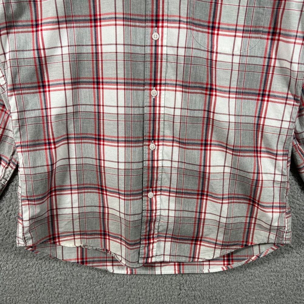 J Crew Shirt Mens Medium Red Gray Plaid Classic Casual Preppy‎ Button Down Adult - Picture 3 of 12